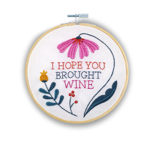 I Hope You Brought Wine Embroidery Kit