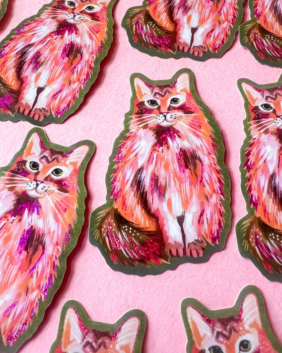 Cat Glitter Sticker - Katie Daisy