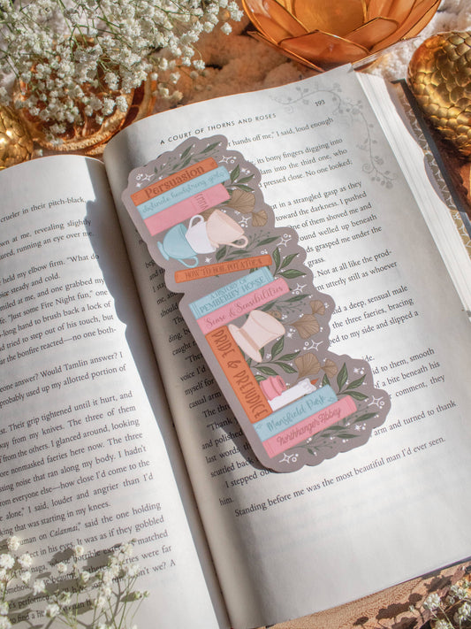 Jane Austen Bookshelf Soft Touch Bookmark