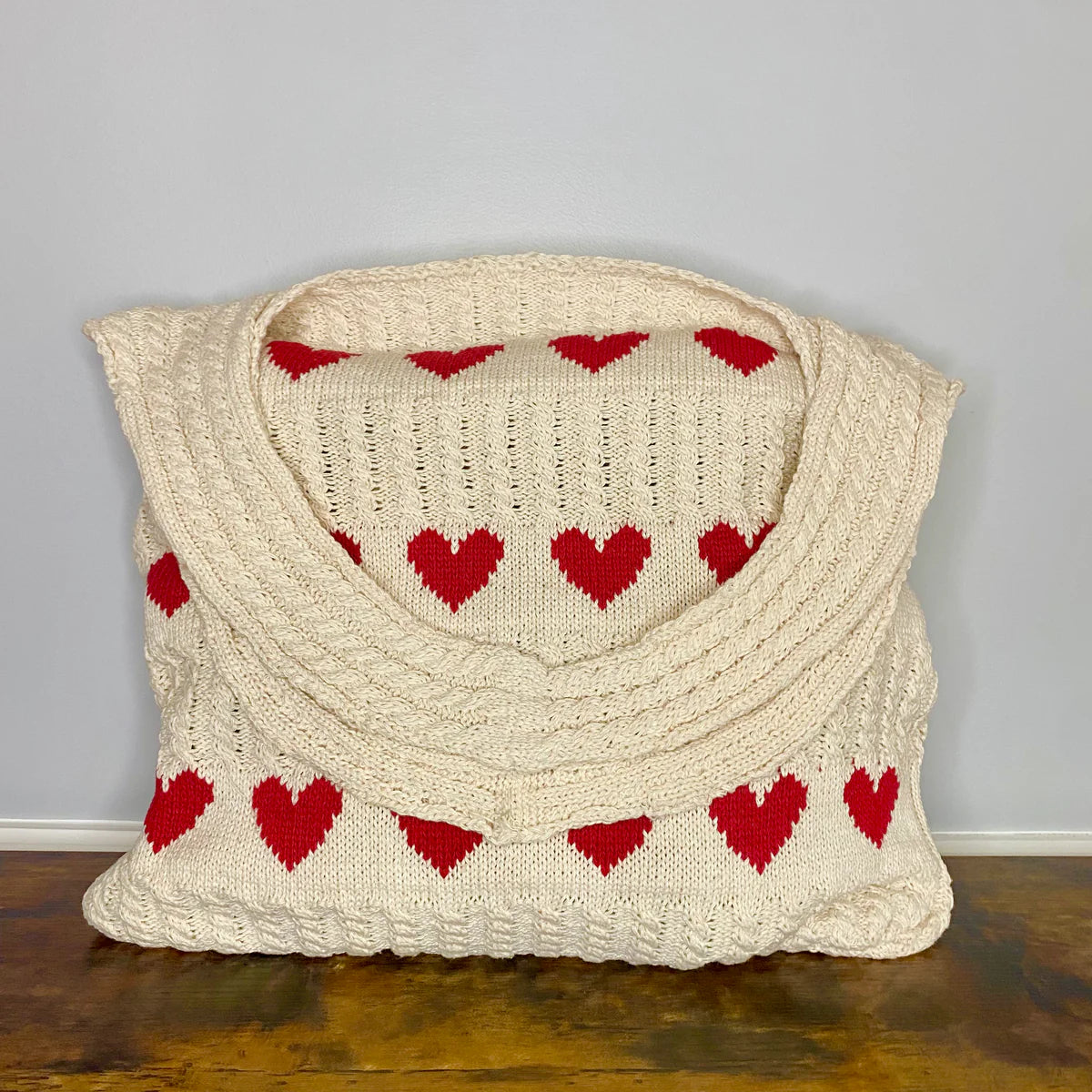 Red Heart Knit Tote Bag