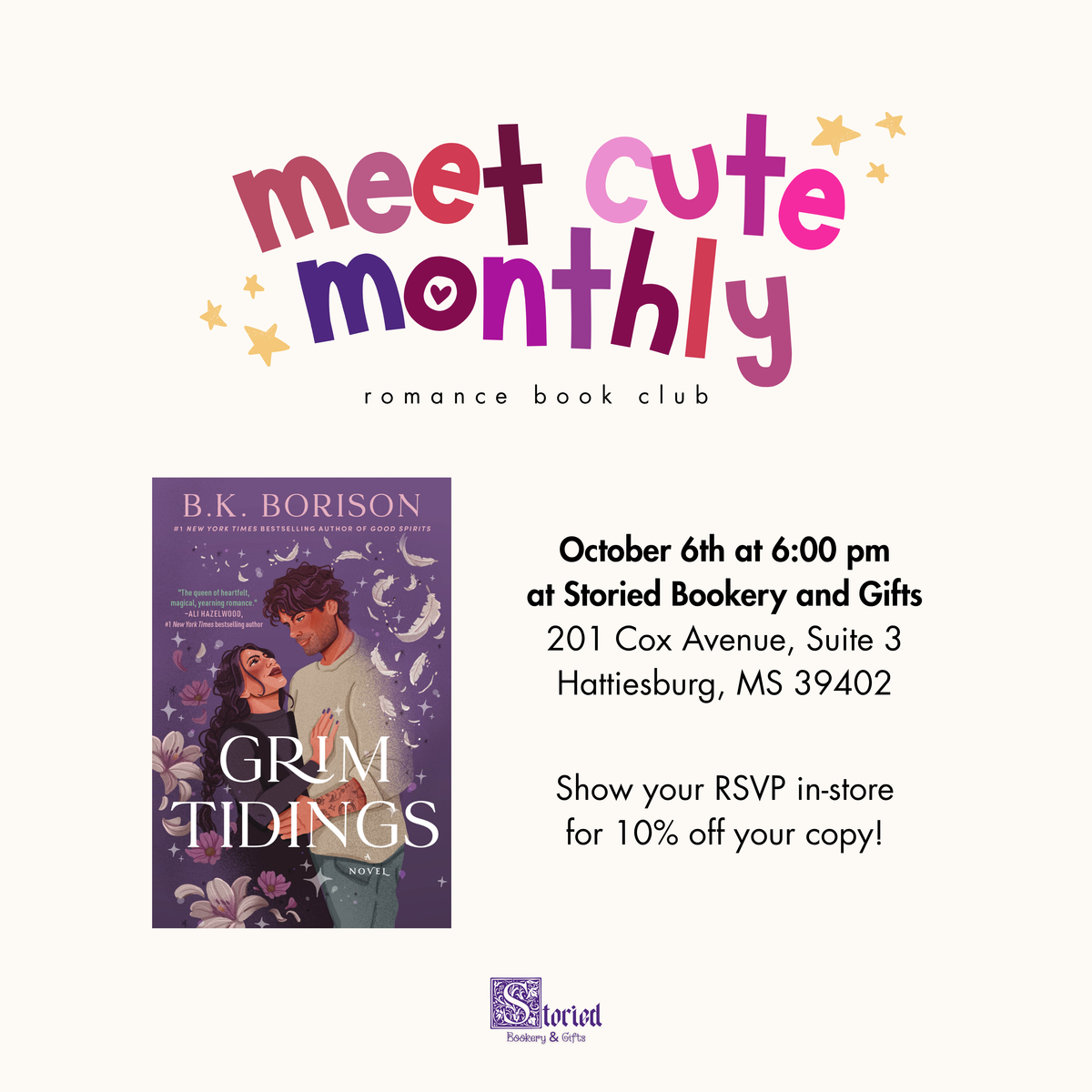 Meet Cute Monthly Romance Book Club - Grim Tidings - October 6