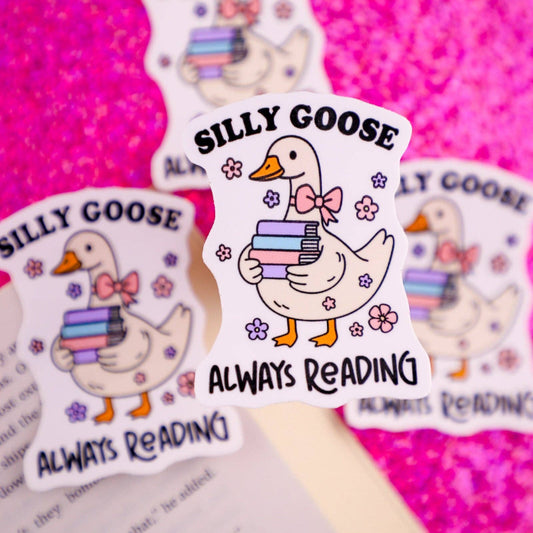 Silly Goose Always Reading Sticker