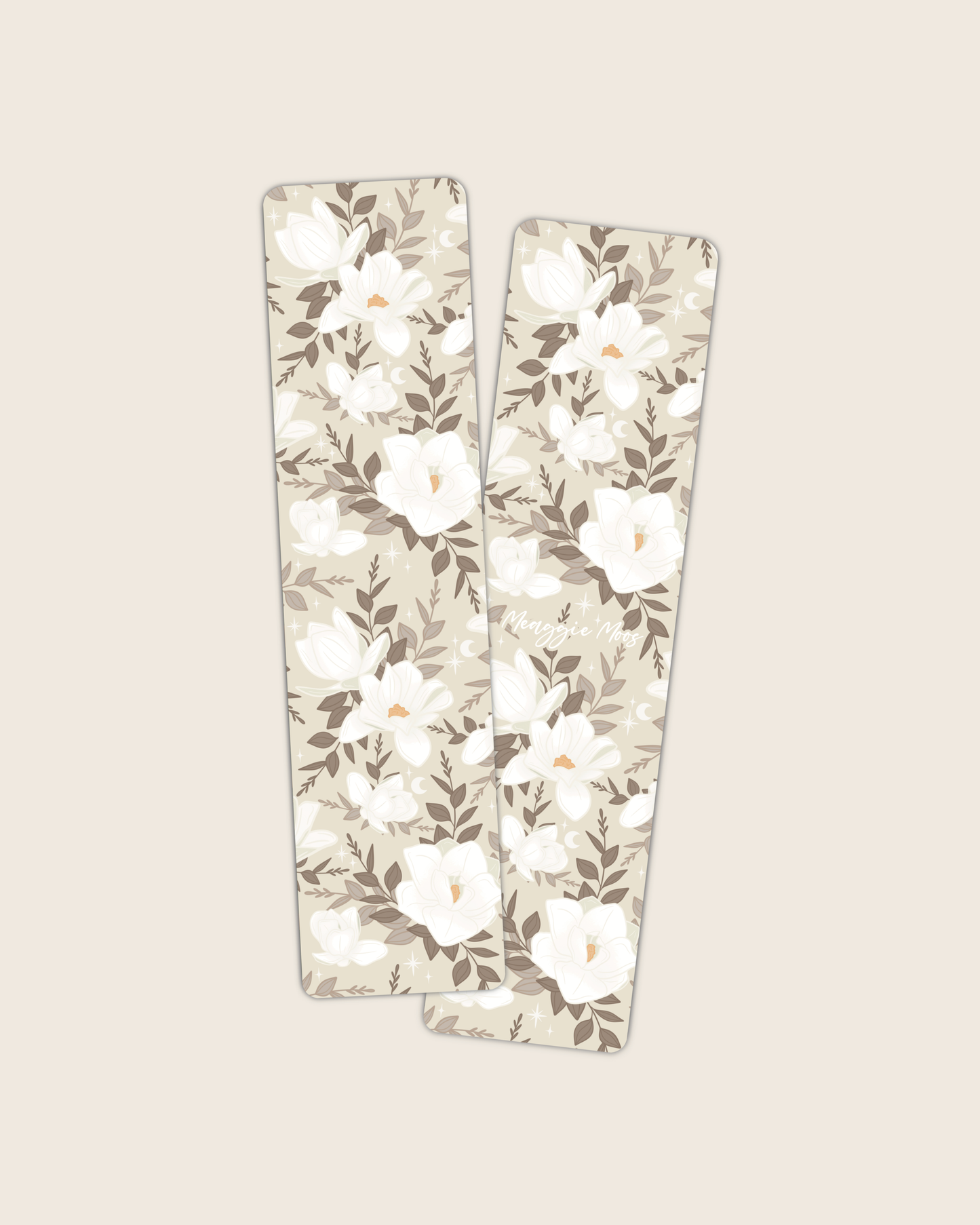 Neutral Magnolias Floral Spring Bookmark