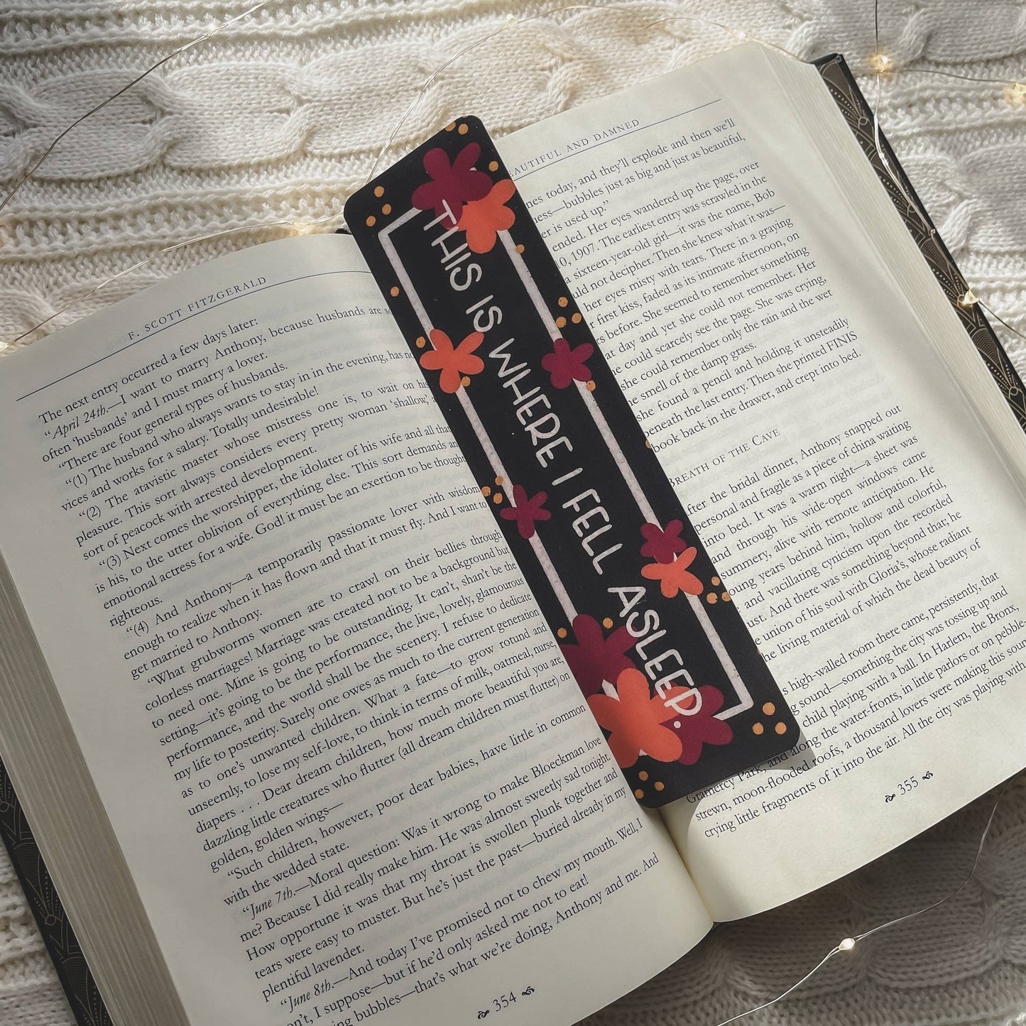 This Is Where I Fell Asleep Floral Bookmark