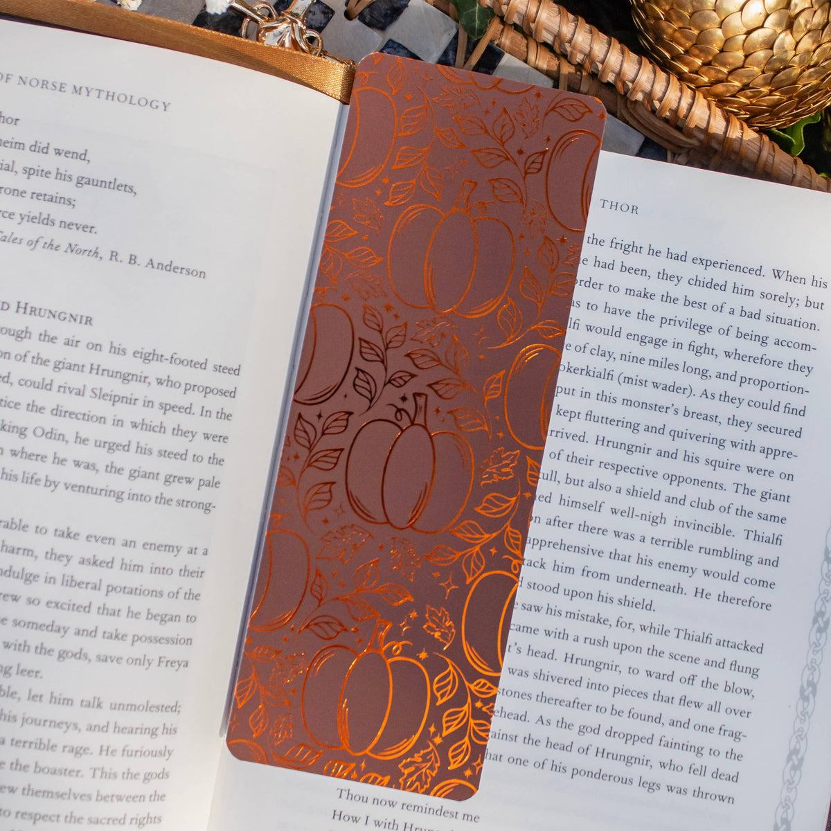 Autumn Pumpkin Spice Fall Foil Bookmark