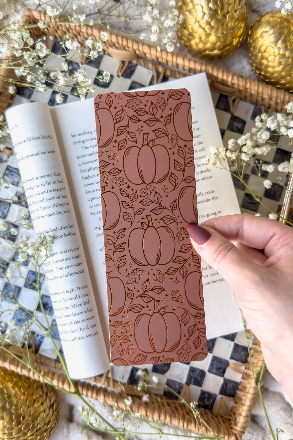 Autumn Pumpkin Spice Fall Foil Bookmark