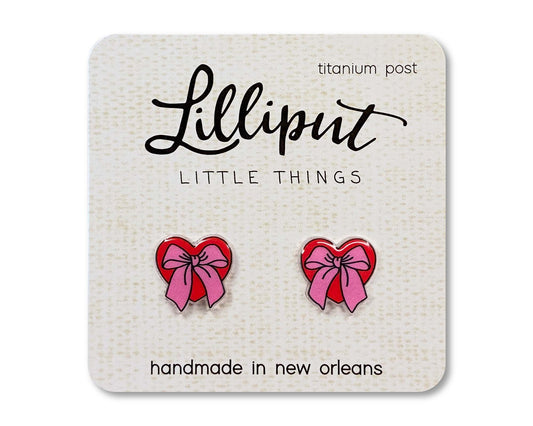 Coquette Bow Heart Earrings