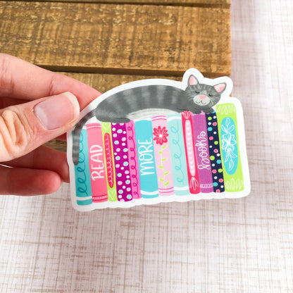 Read More Books Cat Vinyl Sticker