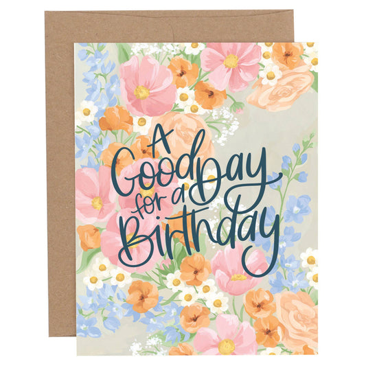 Pink Floral Happy Birthday Greeting Card