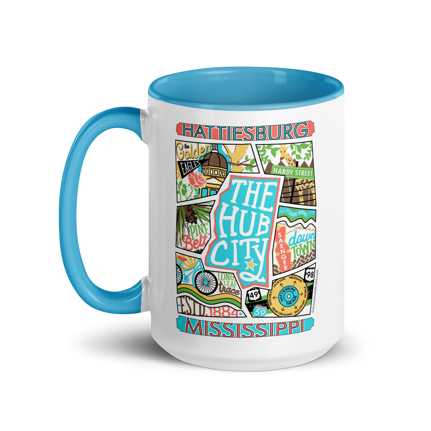 Hattiesburg, Mississippi, The Hub City Ceramic Mug (15 oz.)