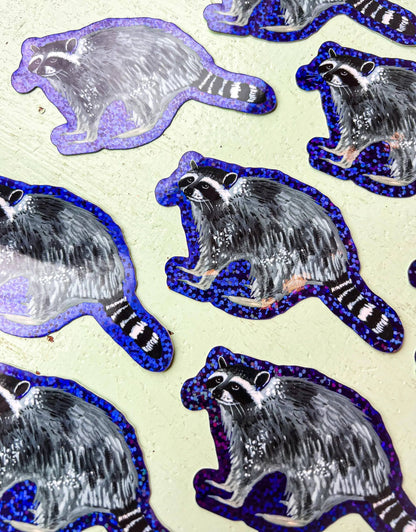 Glitter Raccoon Sticker - Katie Daisy