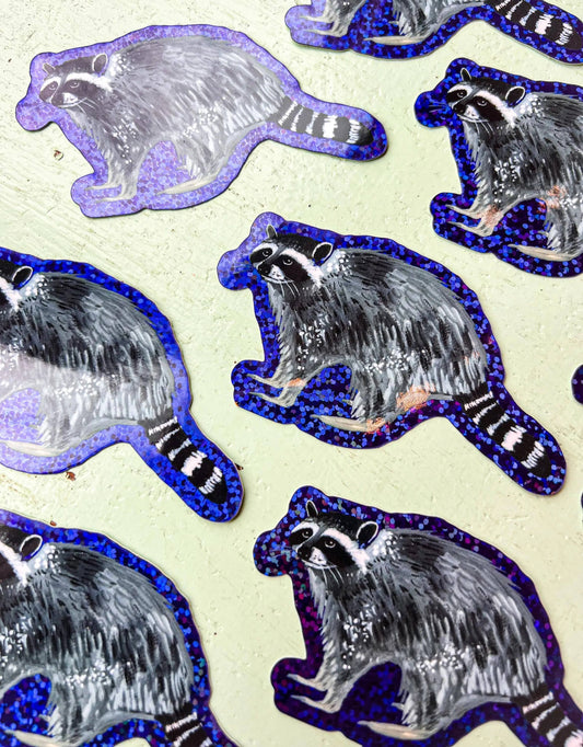 Glitter Raccoon Sticker - Katie Daisy