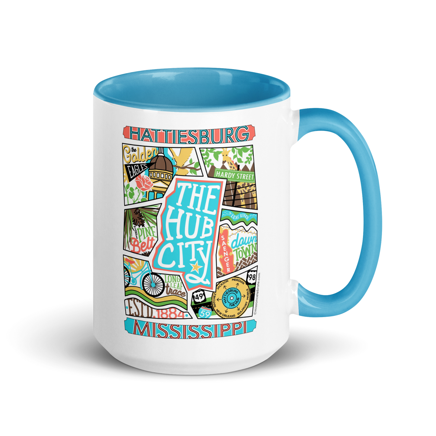 Hattiesburg, Mississippi, The Hub City Ceramic Mug (15 oz.)