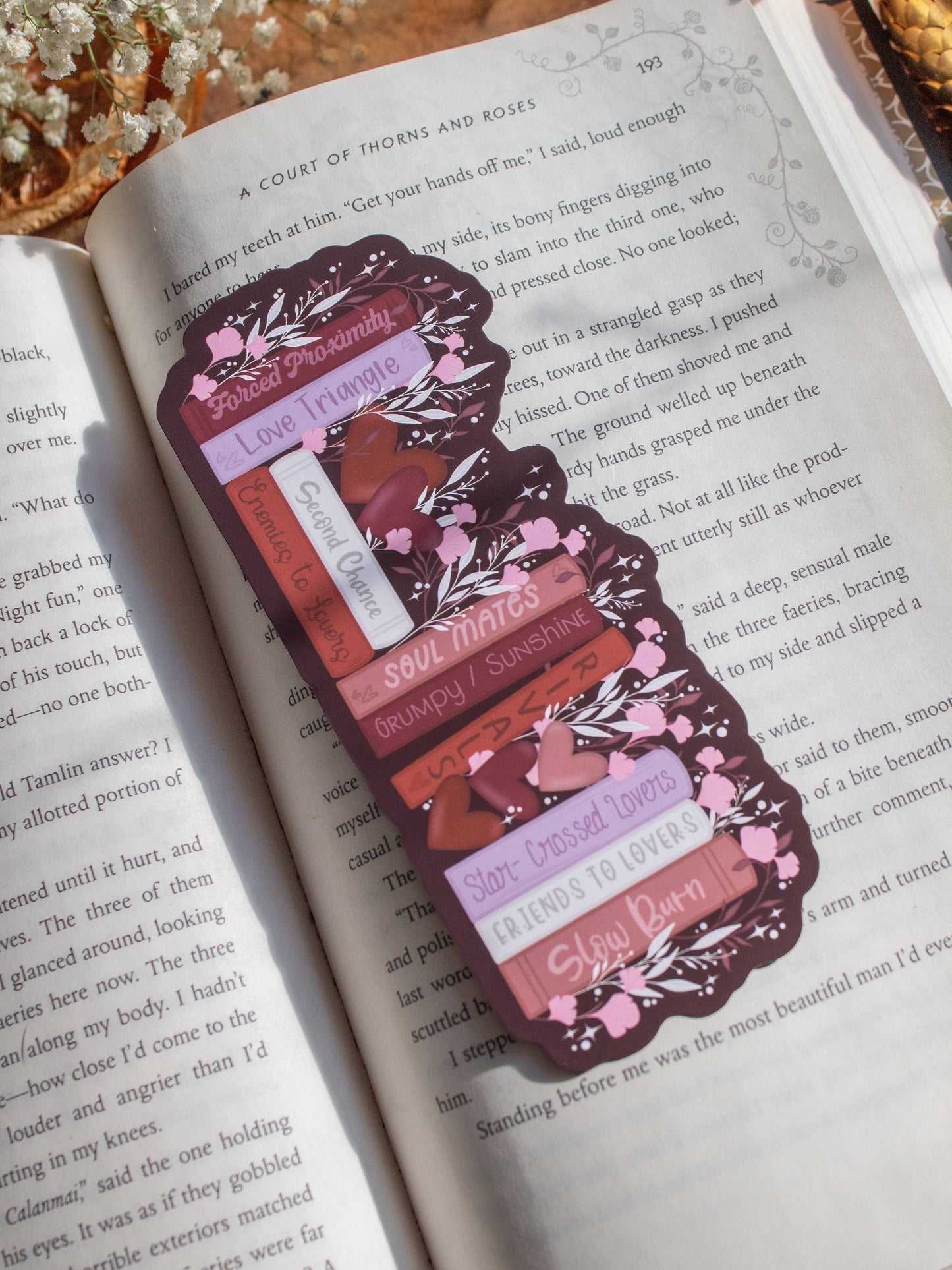 Romance Bookshelf Die-Cut Bookmark