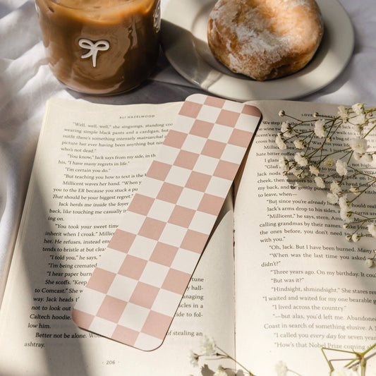 Beige Checkered Bookmark