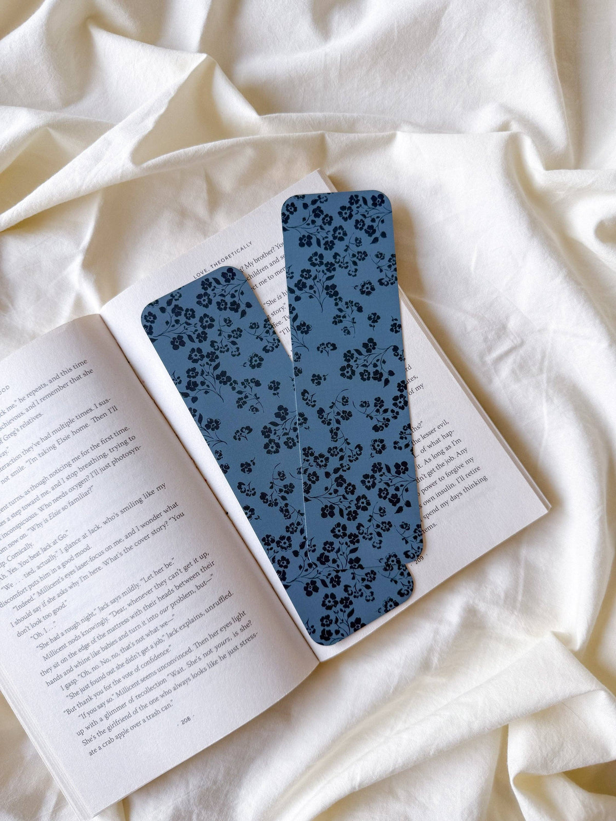 Whimsigoth Blue Floral Bookmark
