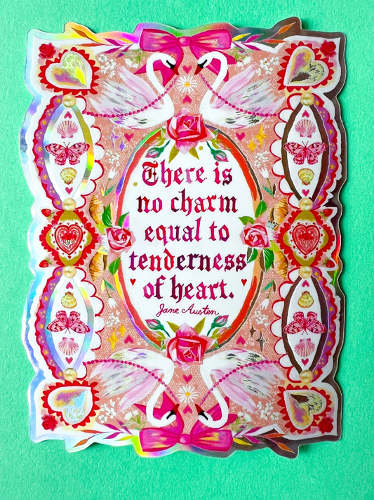 "Tenderness of Heart" Jane Austen Quote Sticker - Katie Daisy