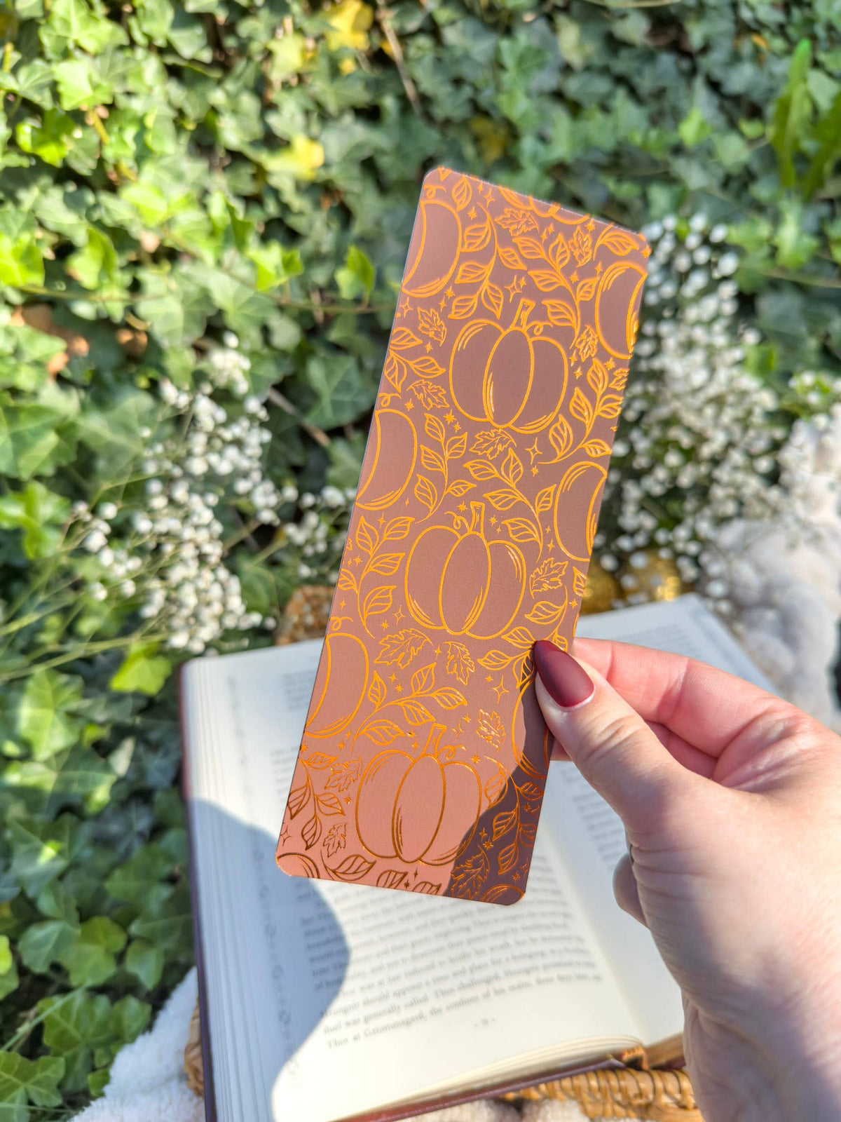 Autumn Pumpkin Spice Fall Foil Bookmark