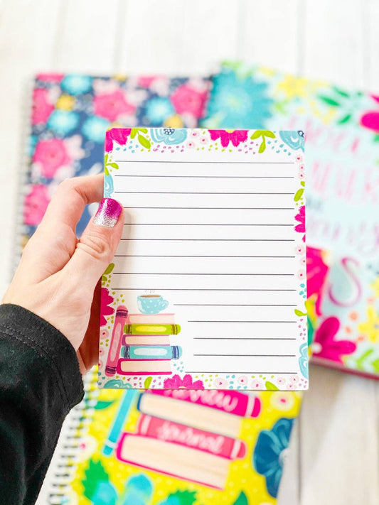Floral Book Stack Notepad