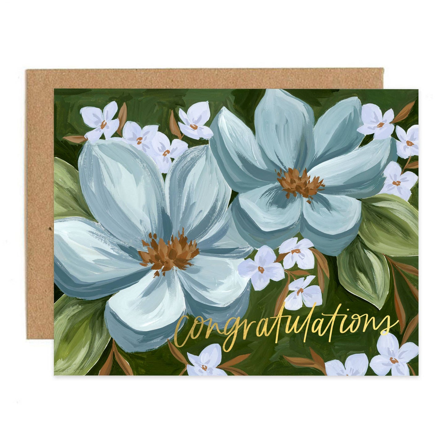 Blue Floral Congratulations Greeting Card
