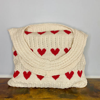 Red Heart Knit Tote Bag