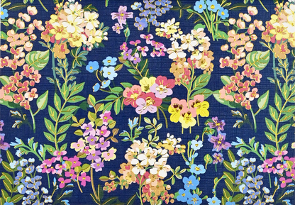 Colorful floral pattern on a dark blue background
