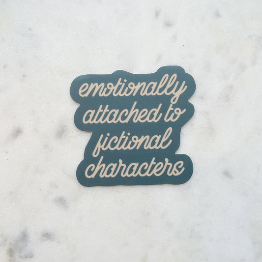 Emotionally Attached To Fictional Characters Vinyl Sticker - Green/Ivory