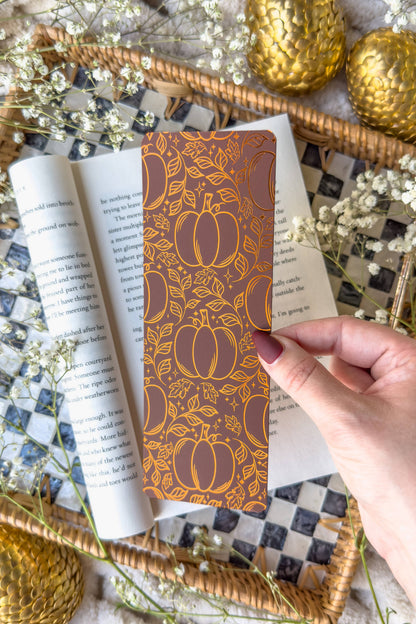 Autumn Pumpkin Spice Fall Foil Bookmark