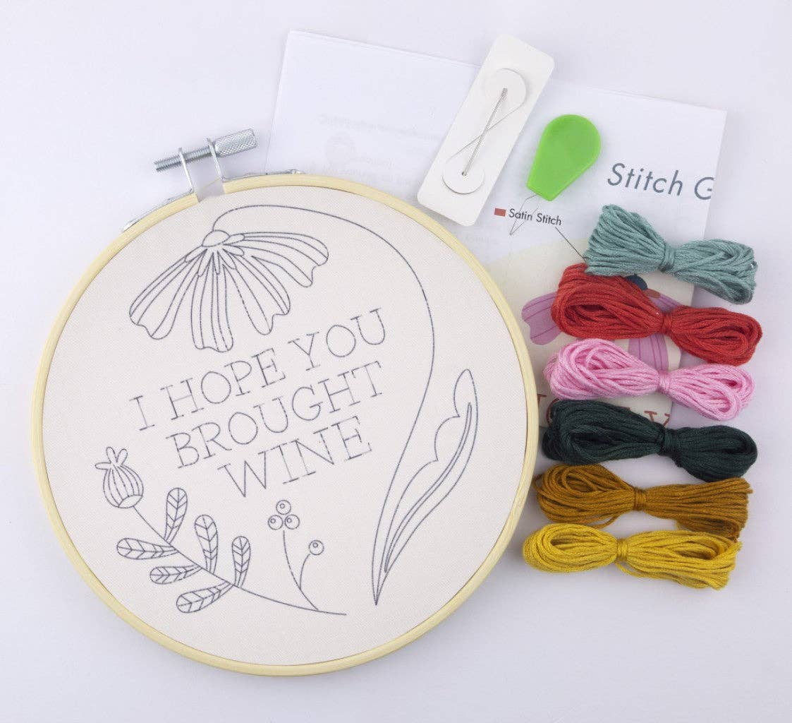 I Hope You Brought Wine Embroidery Kit