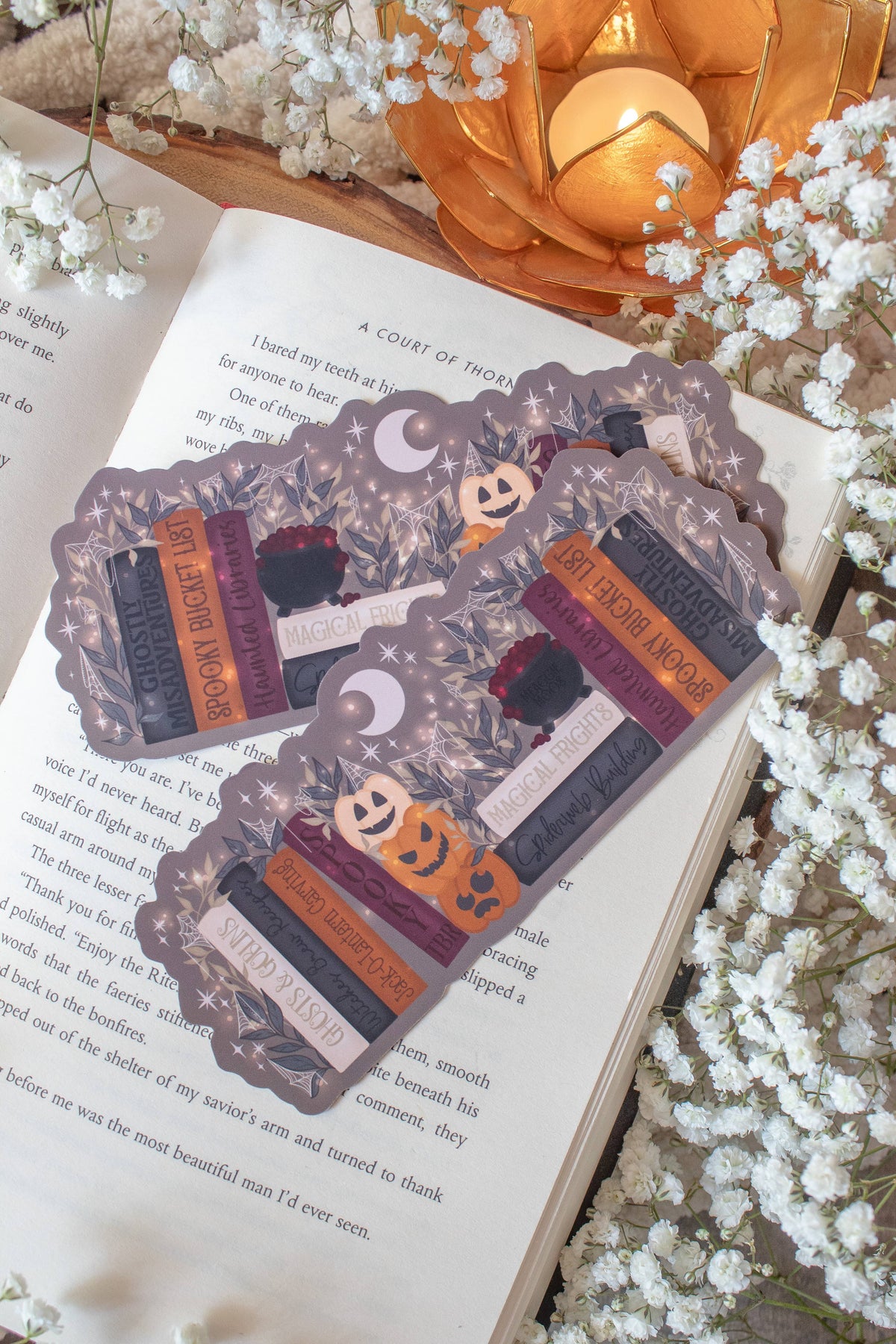 Spooky Cute Halloween Bookshelf Die-Cut Bookmark