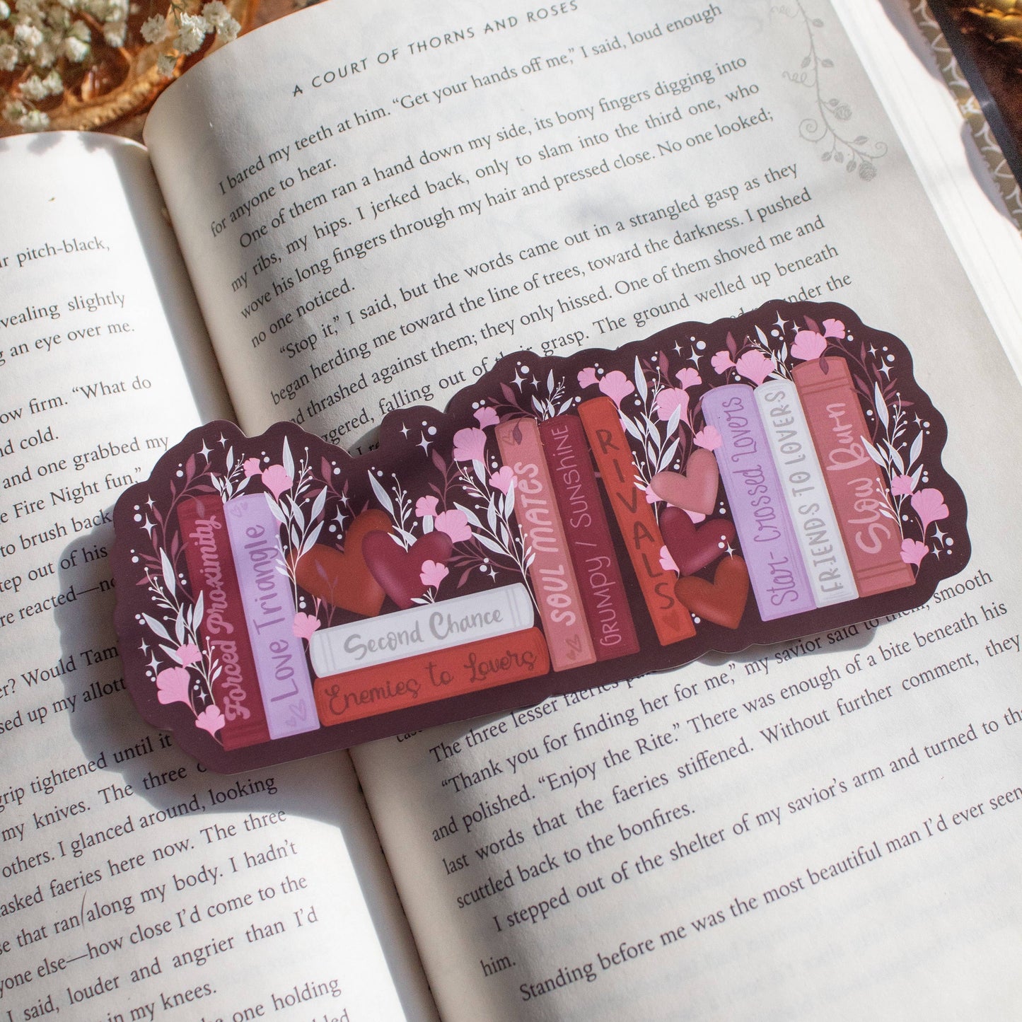 Romance Bookshelf Die-Cut Bookmark