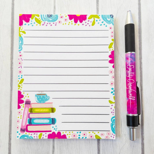 Floral Book Stack Notepad