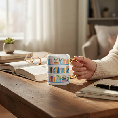 11 oz Ceramic Mug – Book Shelfie
