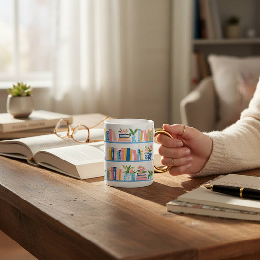 11 oz Ceramic Mug – Book Shelfie
