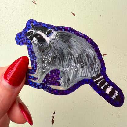 Glitter Raccoon Sticker - Katie Daisy