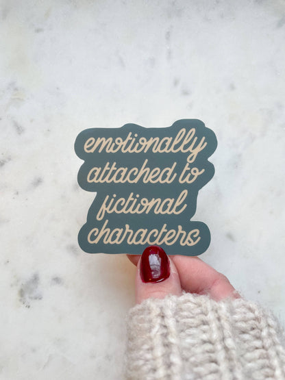 Emotionally Attached To Fictional Characters Vinyl Sticker - Green/Ivory